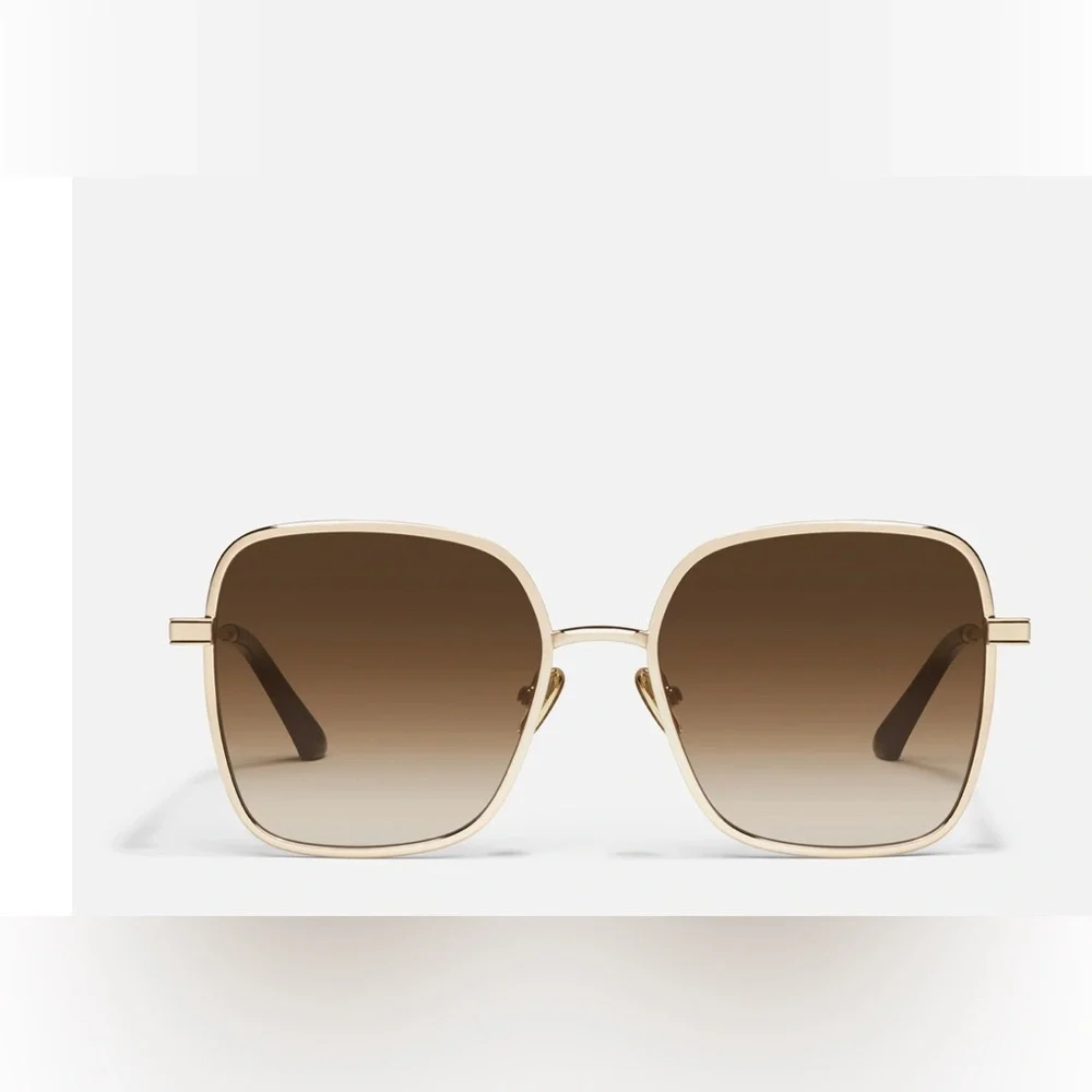 Quay 5th Ave Gold Frame / Brown Lens oversized retro glamourous sunglasses‎ new